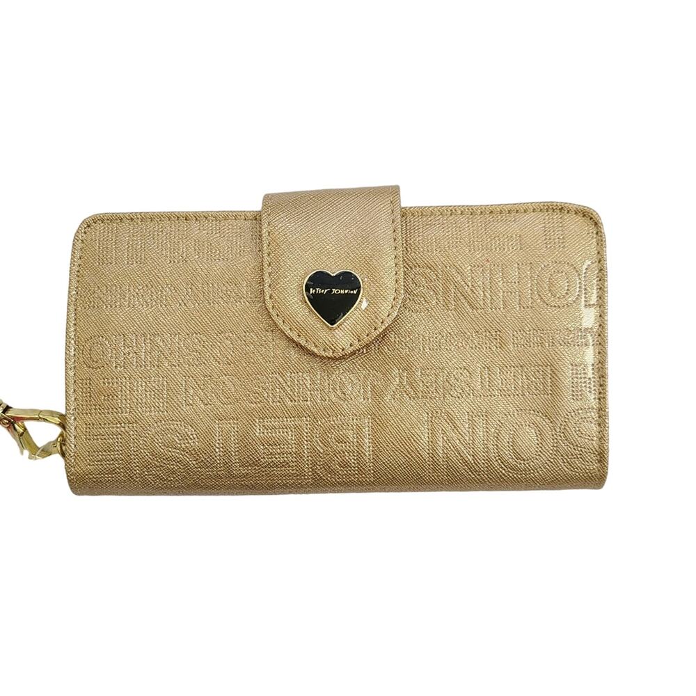 NWT Betsey Johnson Gold And Black Heart Wallet